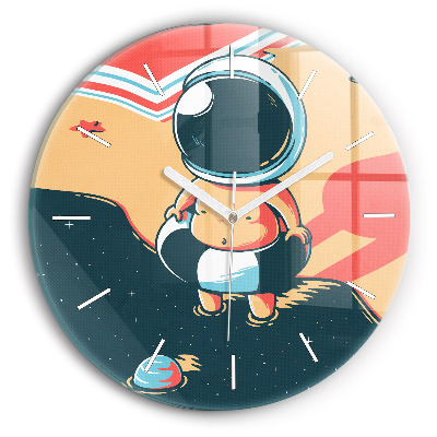 Round glass wall clock Baby astronaut