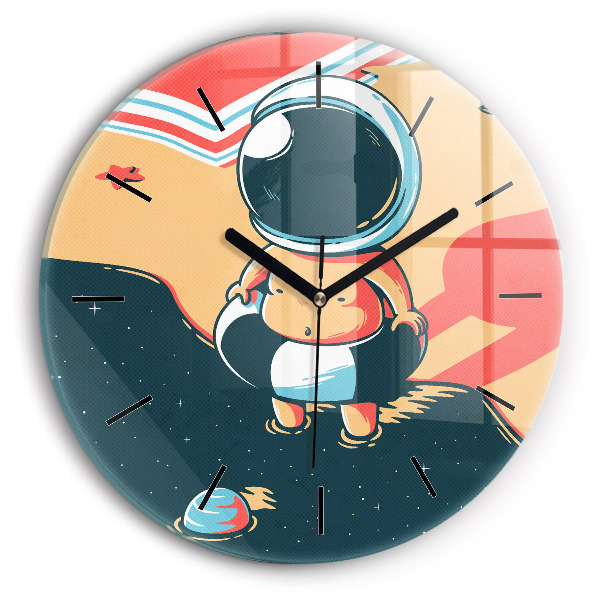 Round glass wall clock Baby astronaut