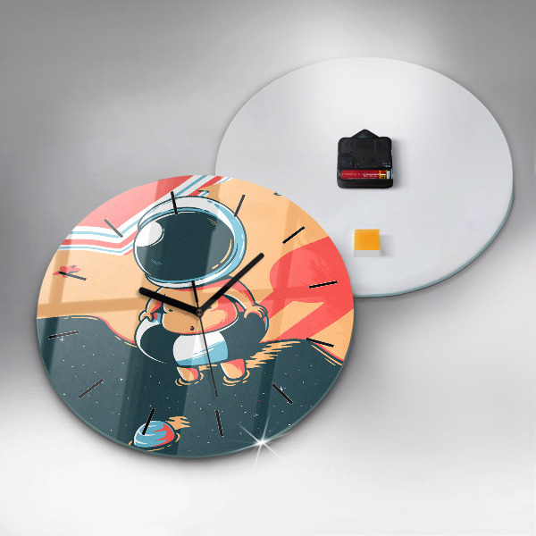 Round glass wall clock Baby astronaut