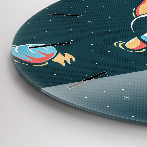 Round glass wall clock Baby astronaut