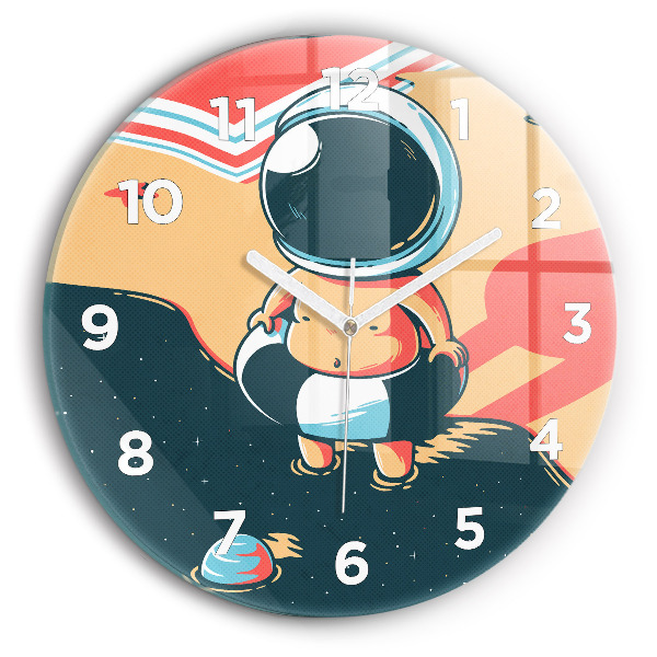 Round glass wall clock Baby astronaut