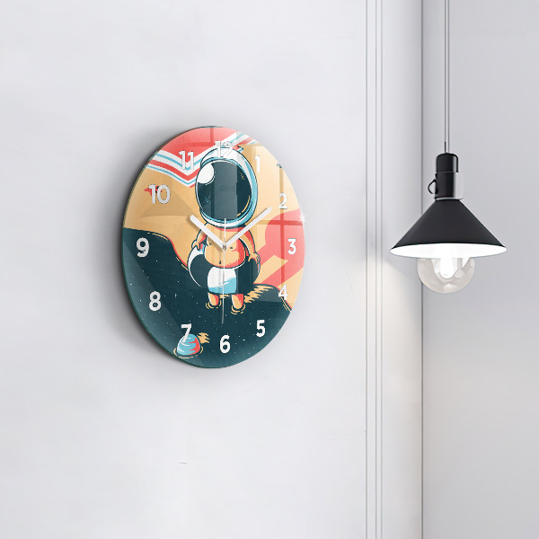 Round glass wall clock Baby astronaut