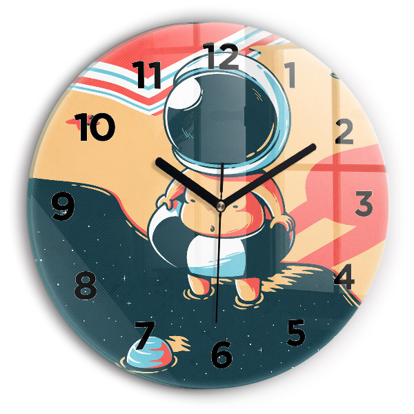 Round glass wall clock Baby astronaut