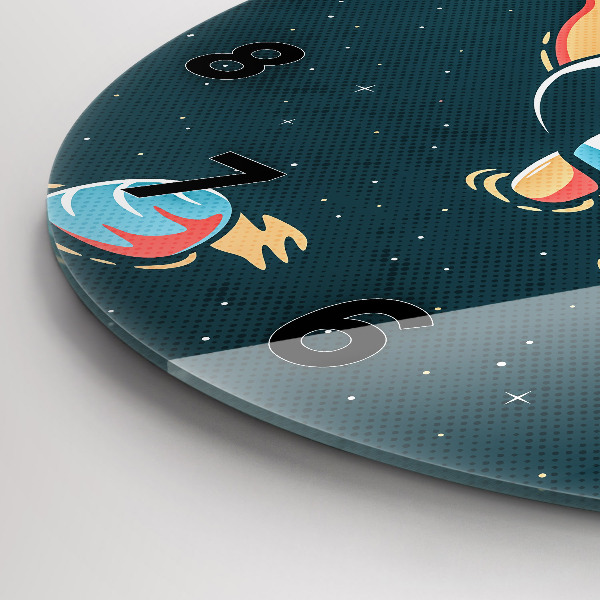 Round glass wall clock Baby astronaut