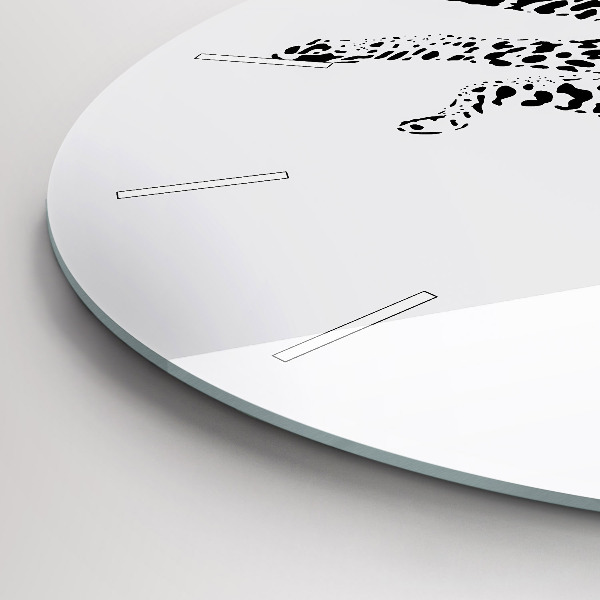 Round glass wall clock Silhouette of a panther