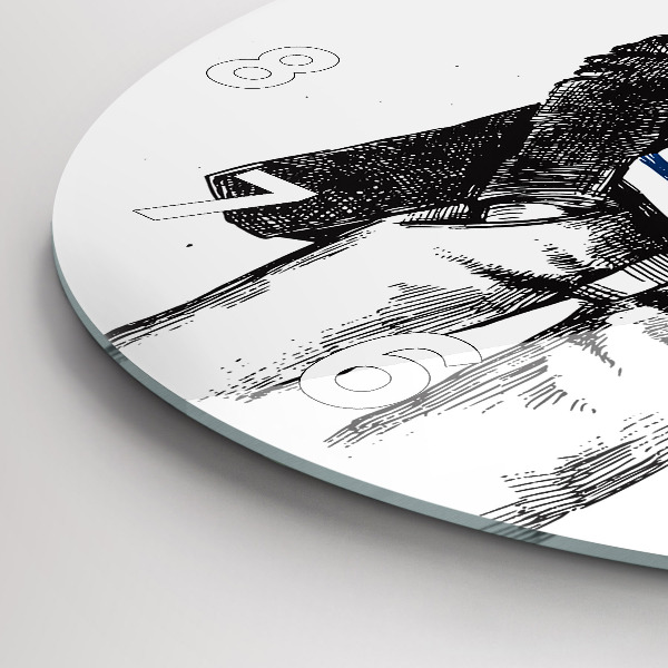 Round glass wall clock A dog in a human body