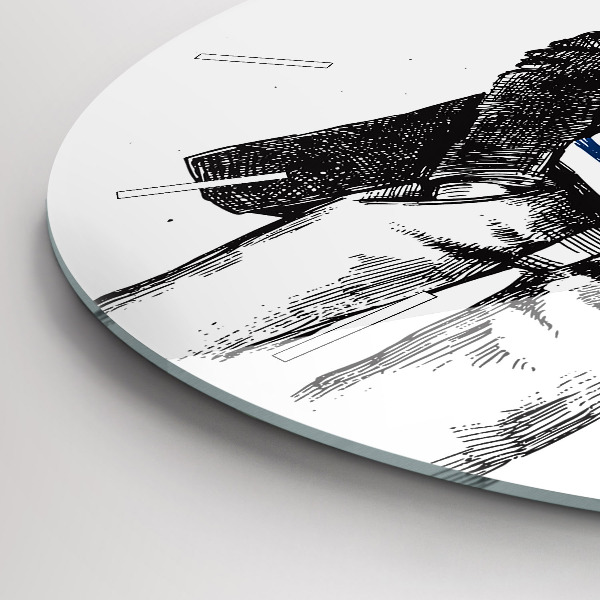 Round glass wall clock A dog in a human body