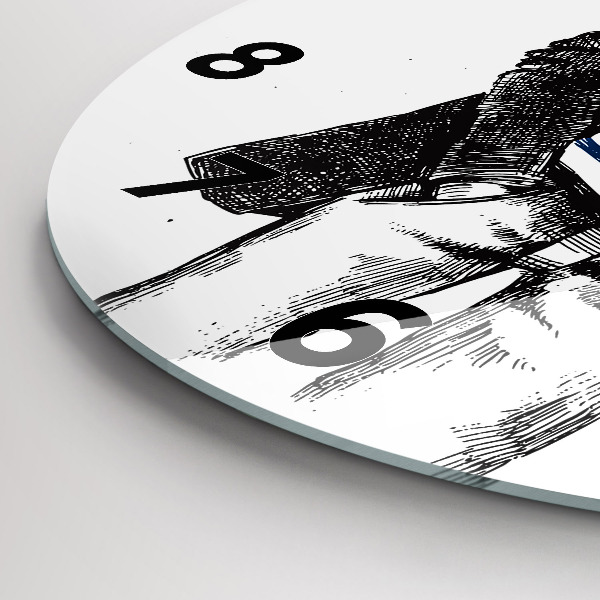 Round glass wall clock A dog in a human body