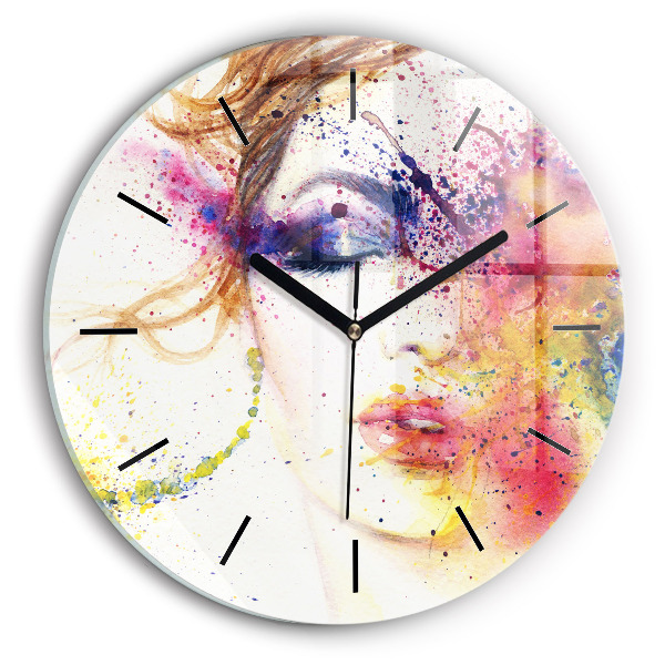 Round glass wall clock Portrait of a Mysterious Woman