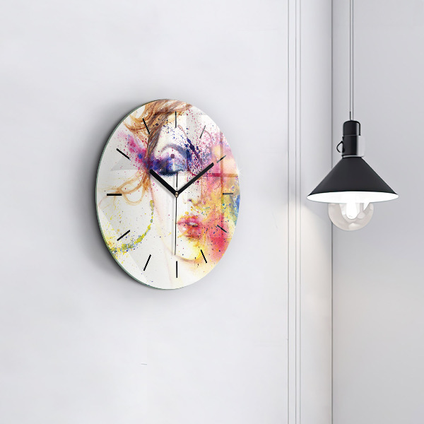 Round glass wall clock Portrait of a Mysterious Woman