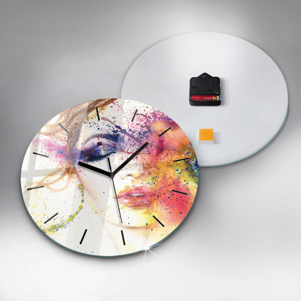Round glass wall clock Portrait of a Mysterious Woman