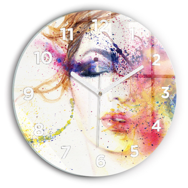 Round glass wall clock Portrait of a Mysterious Woman