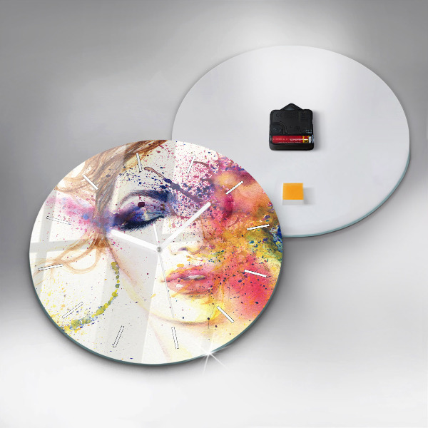 Round glass wall clock Portrait of a Mysterious Woman