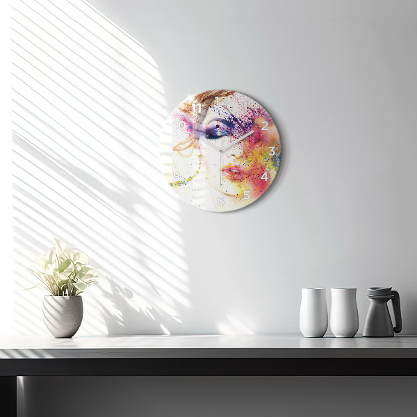 Round glass wall clock Portrait of a Mysterious Woman