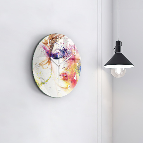 Round glass wall clock Portrait of a Mysterious Woman