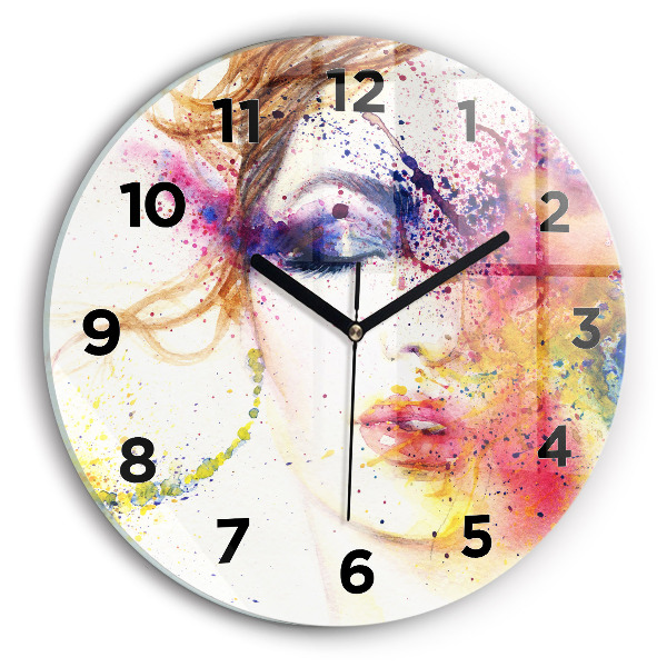 Round glass wall clock Portrait of a Mysterious Woman