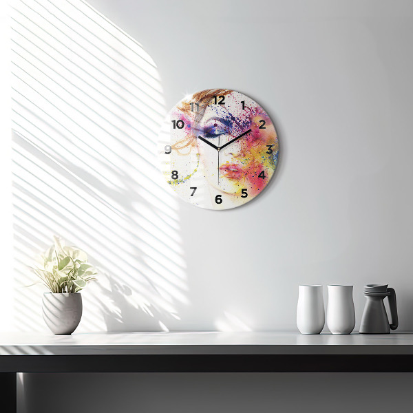 Round glass wall clock Portrait of a Mysterious Woman