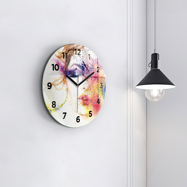 Round glass wall clock Portrait of a Mysterious Woman