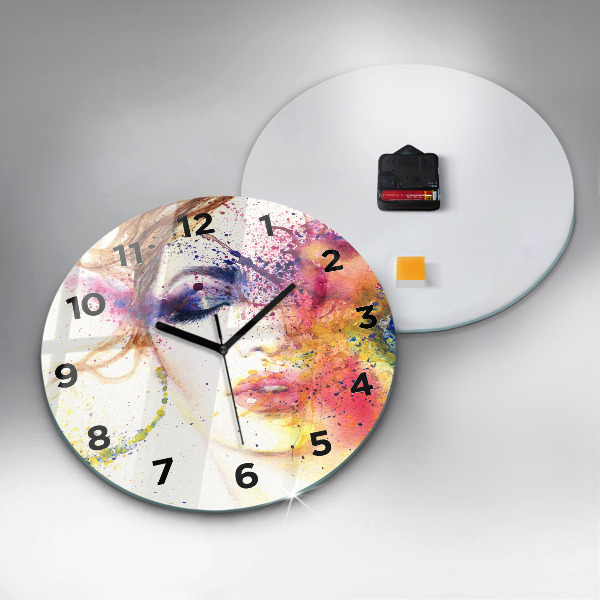 Round glass wall clock Portrait of a Mysterious Woman