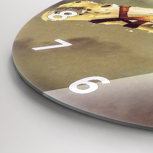 Round glass wall clock Dragon Rider Illustration