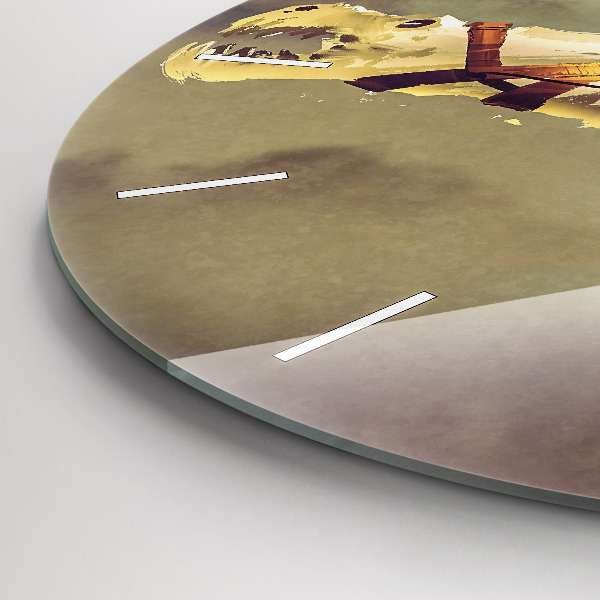 Round glass wall clock Dragon Rider Illustration