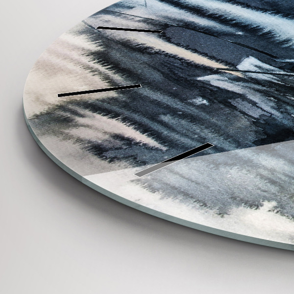 Round glass wall clock Winter Lake Łódka