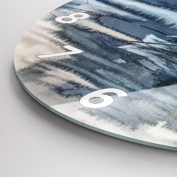 Round glass wall clock Winter Lake Łódka