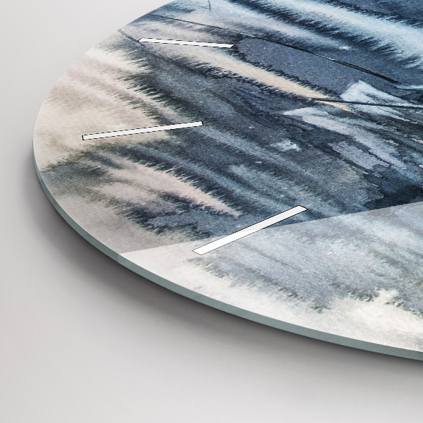 Round glass wall clock Winter Lake Łódka