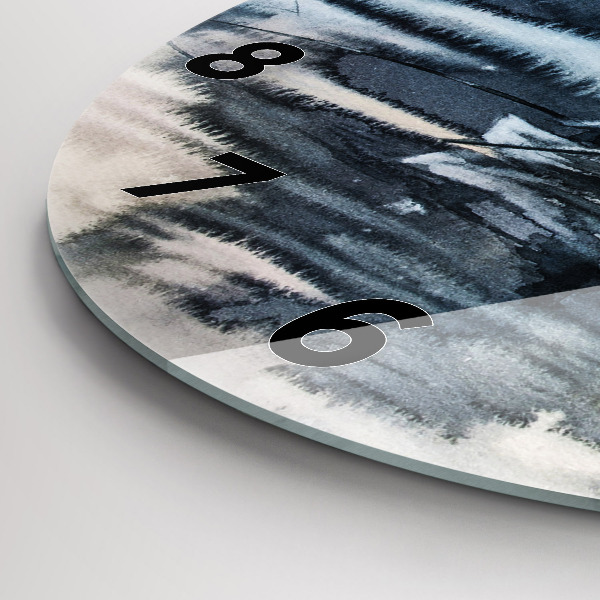 Round glass wall clock Winter Lake Łódka