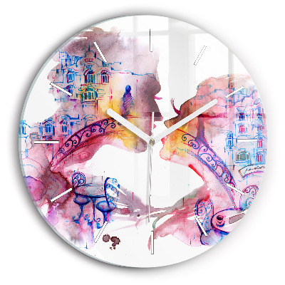 Round glass wall clock Two Bodies One Soul