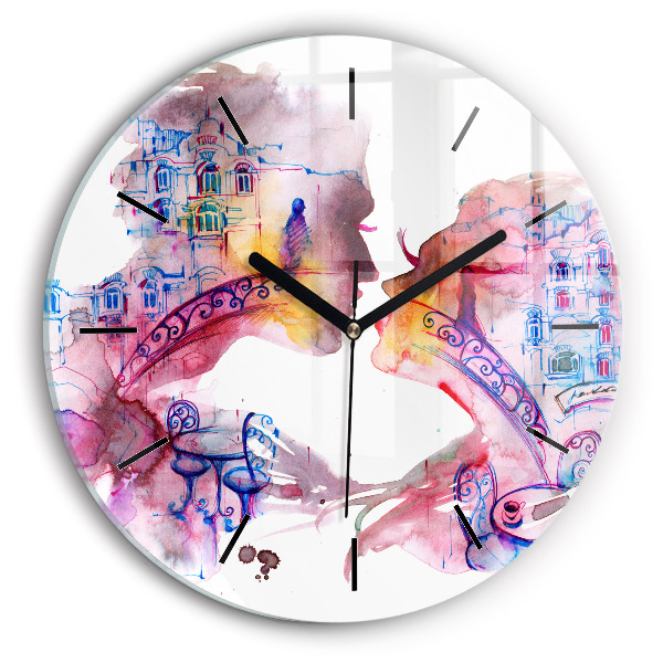 Round glass wall clock Two Bodies One Soul