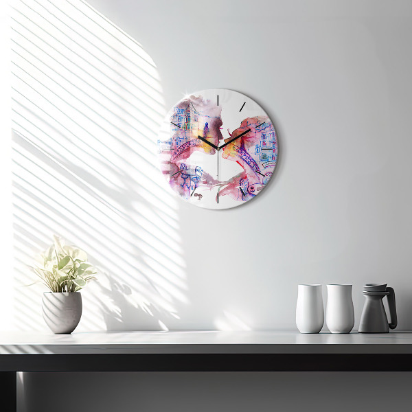 Round glass wall clock Two Bodies One Soul
