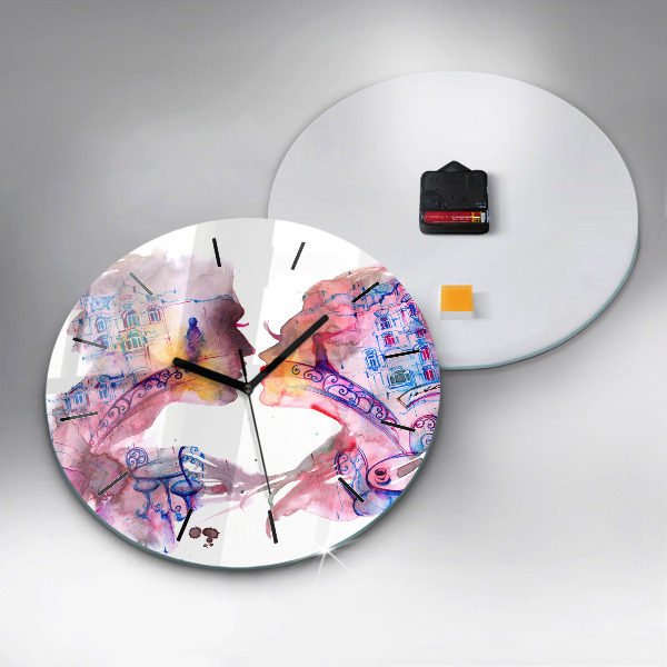 Round glass wall clock Two Bodies One Soul