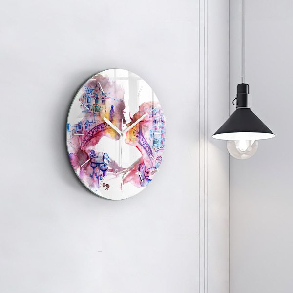 Round glass wall clock Two Bodies One Soul