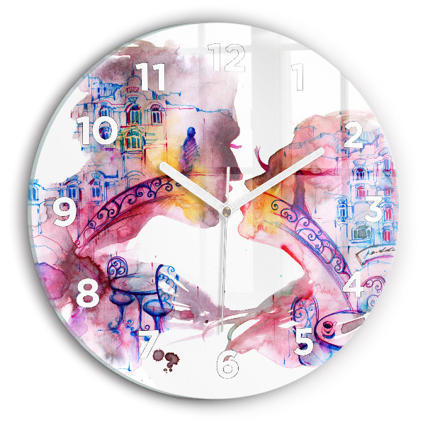 Round glass wall clock Two Bodies One Soul