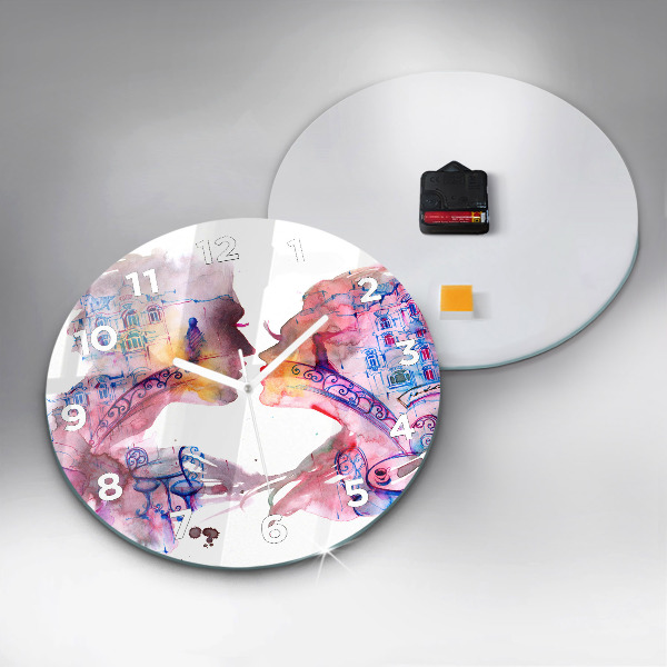 Round glass wall clock Two Bodies One Soul