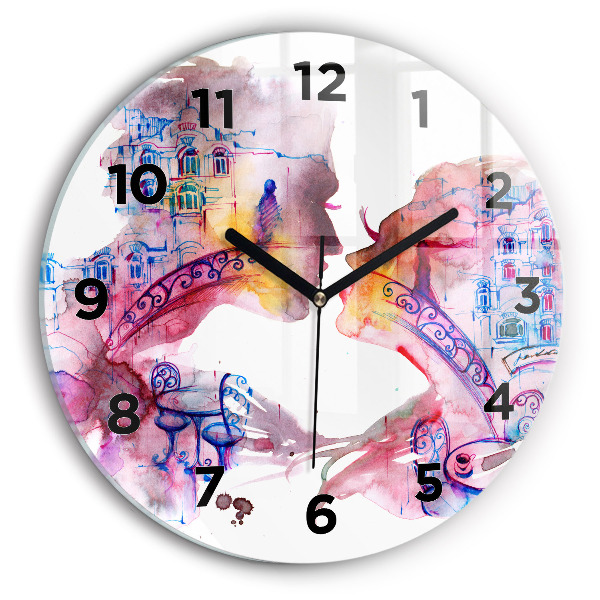 Round glass wall clock Two Bodies One Soul