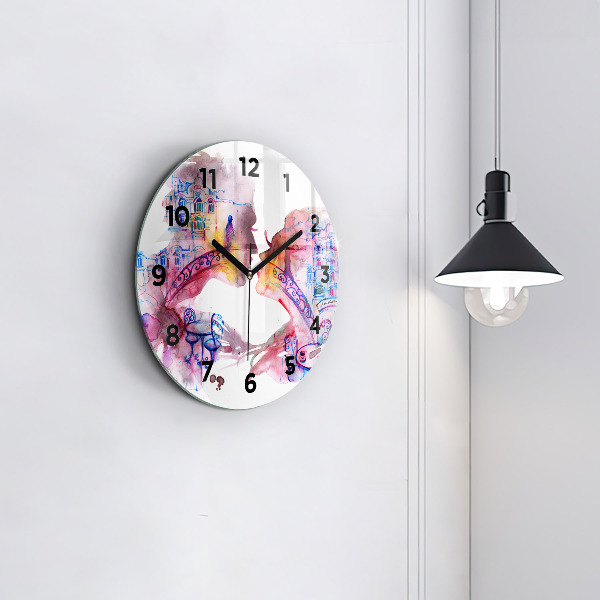 Round glass wall clock Two Bodies One Soul