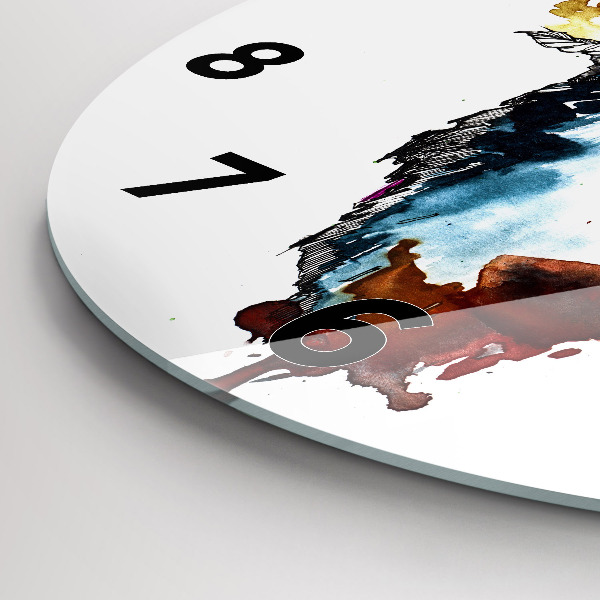 Round glass wall clock The Wolf and the Full Moon