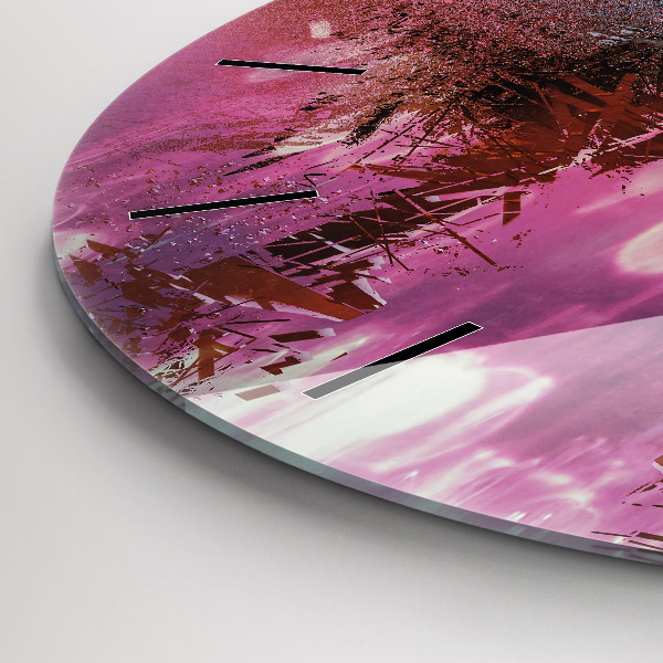 Round glass wall clock Cyberspace