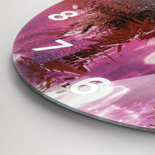 Round glass wall clock Cyberspace