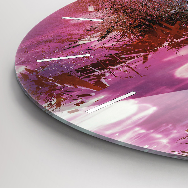 Round glass wall clock Cyberspace