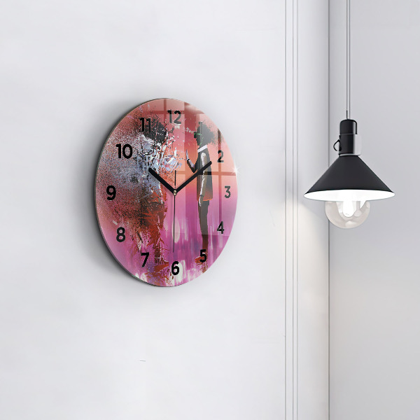 Round glass wall clock Cyberspace