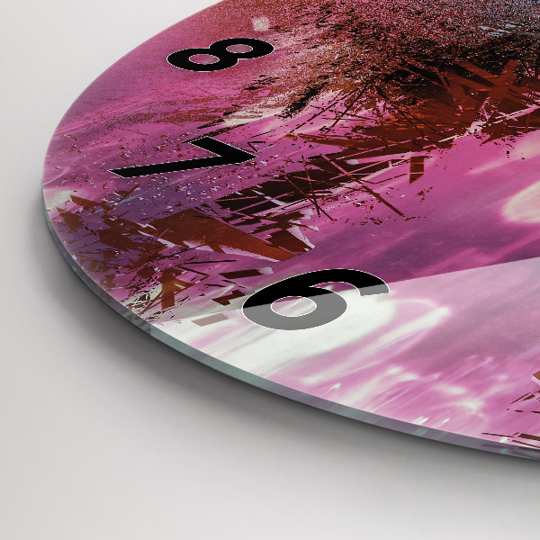 Round glass wall clock Cyberspace