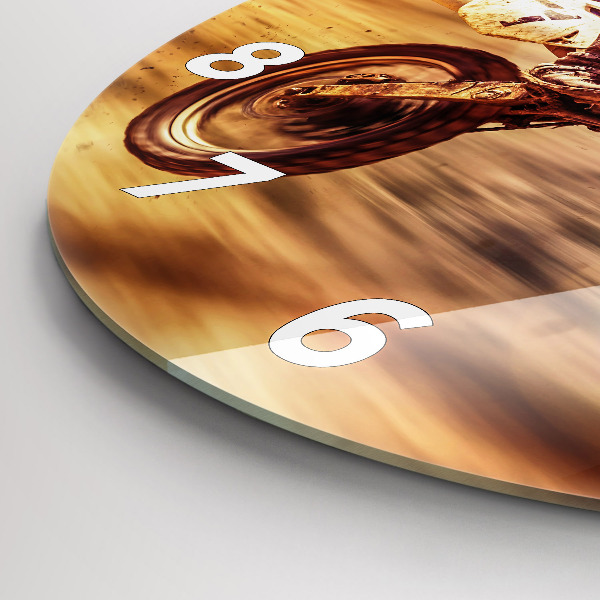 Round glass wall clock Motocross Enduro