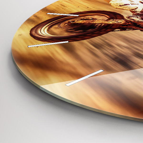 Round glass wall clock Motocross Enduro