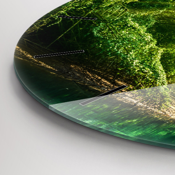 Round glass wall clock Peaceful nature