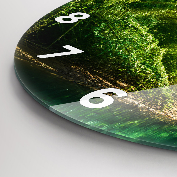 Round glass wall clock Peaceful nature