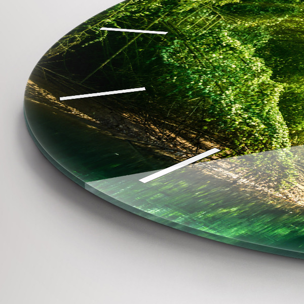 Round glass wall clock Peaceful nature