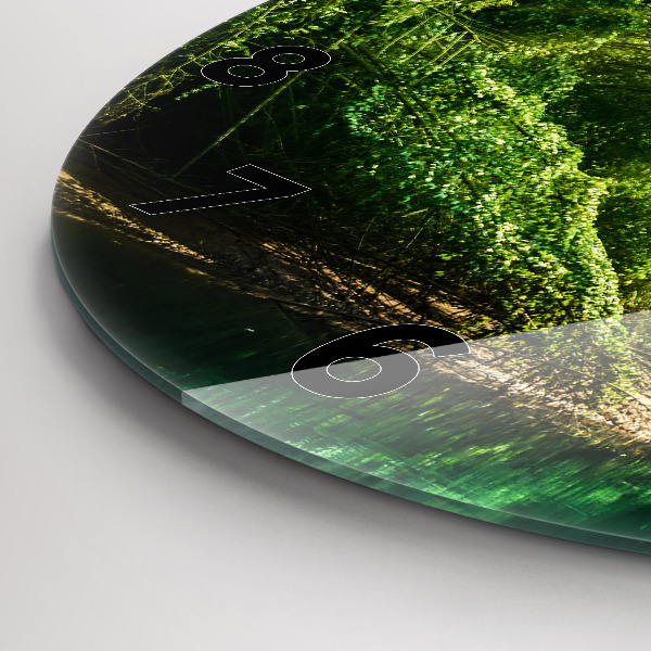 Round glass wall clock Peaceful nature